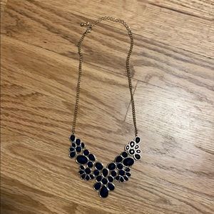 Gold Statement Necklace with Blue Resin Stones